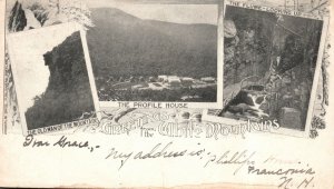 Vintage Postcard 1910's Greetings From White Mountains New Hampshire Rock Flume