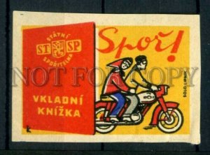 500679 Czech savings book ADVERTISING motorcycle match label