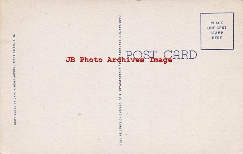 4 Linen Postcards, Sioux Falls, South Dakota, Various Scenes