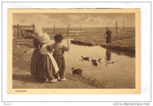 Children, Swans, Volendan (North Holland), Netherlands, 1900-1910s