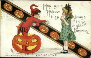 Halloween Jester Boy in JOL - HBG Griggs c1910 Postcard