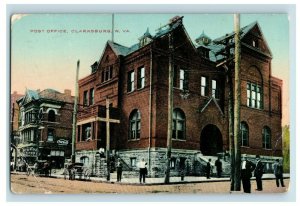 c.1910s Post Office Clarksburg, WV Cola Cola Buggies Postcard F74