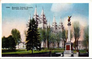 Utah Salt Lake City Beautiful Temple Grounds 1942
