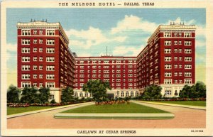 Postcard TX Dallas The Melrose Hotel Oaklawn at Cedar Springs LINEN 1940s S56