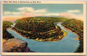 West Virginia, Horse Shoe Bend at Hawks Nest on New River, Vintage Postcard