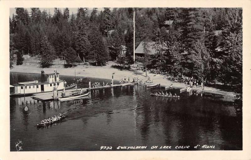 Lake Coeur D Alene Idaho Sweyolakan Real Photo Antique Postcard K98922