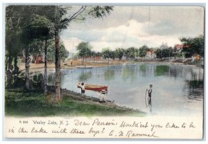 1905 Boating Fishing Viewing at Wesley Lake New Jersey NJ Antique Postcard