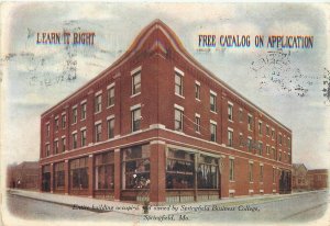 Postcard Missouri Springfield Business College building Specialty Co 23-8171