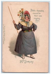 Mrs. Jarley Postcard Fat Woman With Stick Floral Bonnet c1905 Unposted Antique