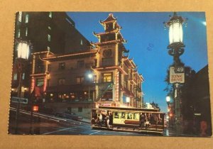 VINTAGE 1980 USED POSTCARD CHINATOWN AFTER DARK, SAN FRANCISCO CAL.