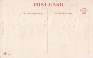 JOL ghosts riding black cats Halloween Postcard hol3010