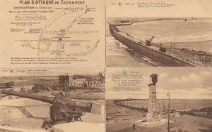 Plan Map D Attaque de Zeebrugge WW1 Military 4x Old Postcard s