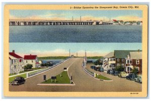 1950 Bridge Spanning Sinepuxent Bay Seaport Shore Ocean City Maryland Postcard