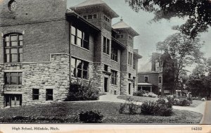 High School Hillsdale Michigan 1910c postcard
