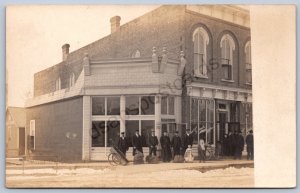 K45/ Litchfield Michigan RPPC Postcard c1910 Interurban Trolley Depot Store 335