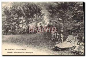 Old Postcard Frontiere Franco Swiss Customs Customs Customs and smugglers Sur...