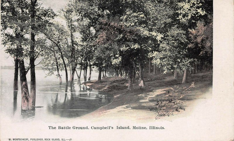 Battle Ground, Campbell's Island, Moline, Illinois, Very Early Postcard, Unused 