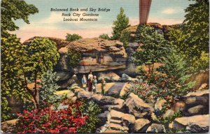 Postcard TN Lookout Mountain - Balanced Rock and Sky Bridge