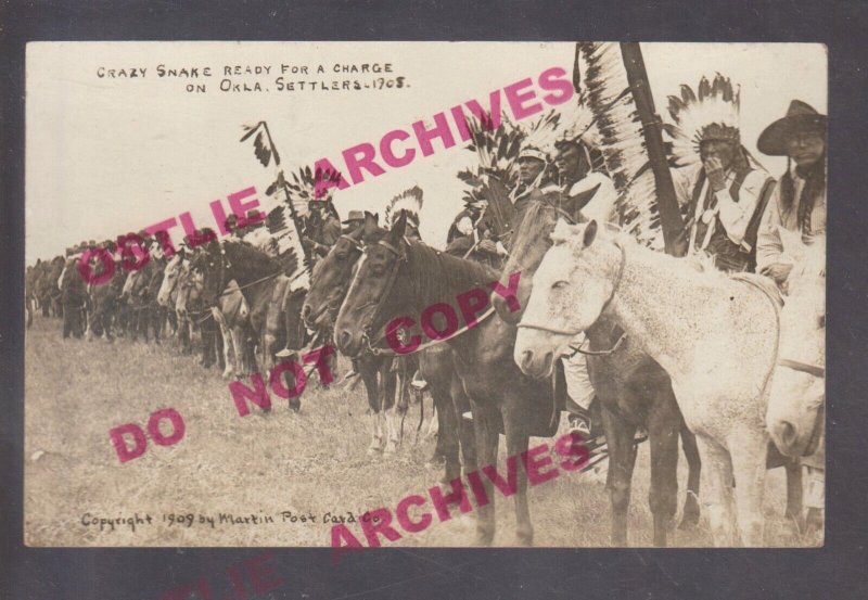 Oklahoma RPPC '09 CRAZY SNAKE REBELLION Indian Uprising 101 Ranch MARTIN Indians
