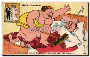 Old Postcard Fantasy Humor marital Reveil