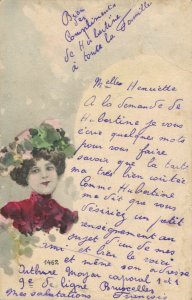 Art Nouveau Women Buste Vintage Postcard 06.24