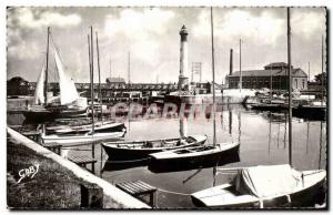 Old Postcard Ouistreham Riva Bella Harbor and the Lighthouse beacon