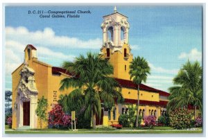 c1940 Exterior View Congregational Church Building Coral Gables Florida Postcard