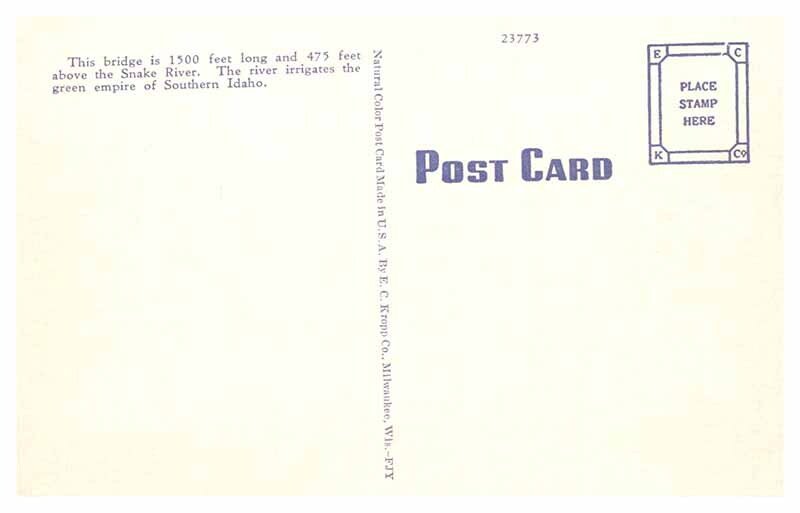 Postcard BRIDGE SCENE Ft. High Idaho ID AP2100