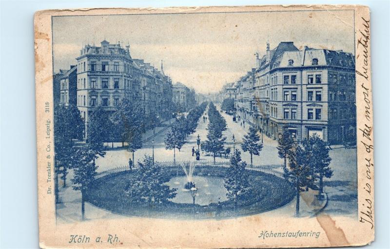 *Germany Koln a Rh Hohenstaufenring Town View Fountain Vintage Postcard C55