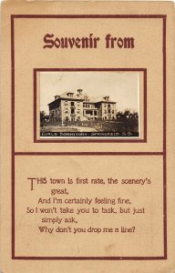 F98/ Springfield South Dakota Postcard RPPC c1910 Girls Dorm Building