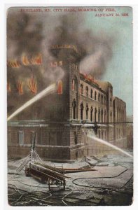 City Hall Fire Portland Maine January 1908 #1 postcard