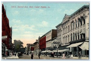 1912 Second Ave East Street Road Buildings Cedar Rapids Iowa IA Vintage Postcard