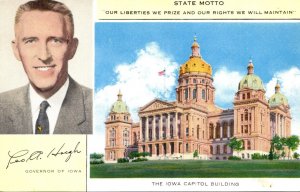 Iowa Des Moines Capitol Building and Governor Leo A Hoegh