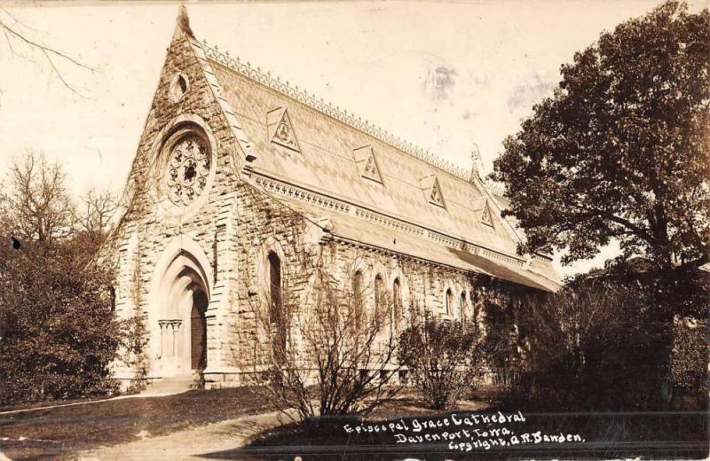 Davenport Iowa Episcopal Grace Cathedral Real Photo Antique Postcard K51994