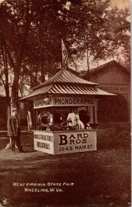 1908 Postcard Bard Brothers Records Edison Phonographs WHEELING WV State Fair 