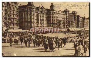 Old Postcard Ostend The walk on the dike