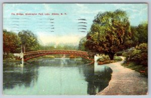 The Bridge, Washington Park Lake, Albany New York, 1911 Postcard Local Publisher