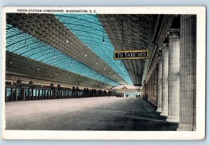 Washington DC Postcard Union Station Passenger Concourse Interior 1938 Vintage