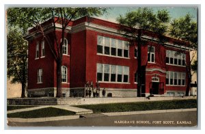 1914 Margrave School Fort Scott Kans. Kansas Vintage Standard View Postcard