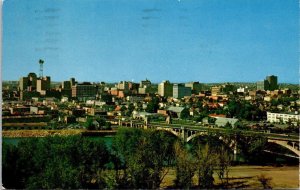 VINTAGE POSTCARD DOWNTOWN CALGARY ALBERTA AND THE CENTRE STREEY BRIDGE 1963