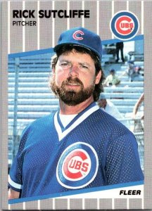 1989 Fleer Baseball Card Rick Sutcliffe Chicago Cubs sk21004