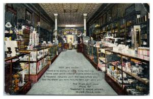 Early 1900s Taggart's Drug Store Interior, River Falls, WI Postcard *5I1