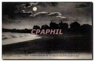 Old Postcard Saint Gilles Croix de Vie The beach in the moonlight