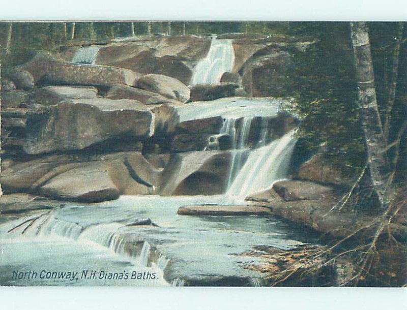 Pre-Chrome WATERFALL SCENE North Conway New Hampshire NH AG4357