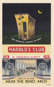 Nevada Reno Harold's Club Virginia Street Humour With Outhouse Curteich sk4374