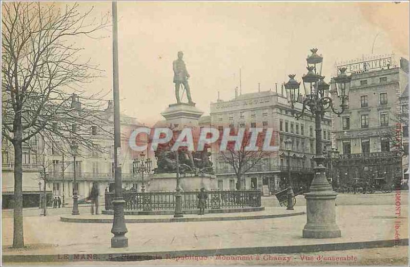 Old Postcard Le Mans instead of the republic monument Chanzy Overview