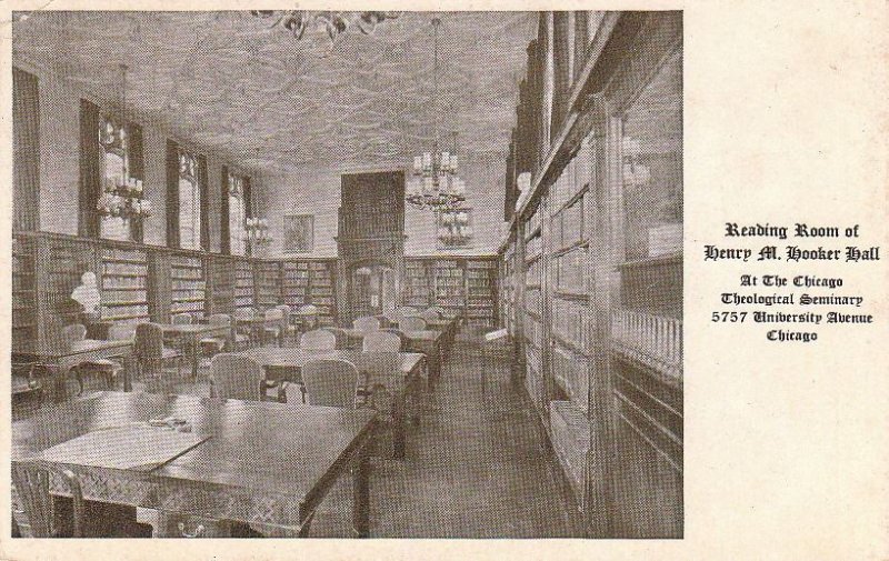 Postcard Reading Room Henry Hooker Hall Theological Seminary Chicago IL