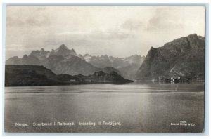 1933 Svartsund in Raftsund Sailing In to Trollfjord Norway RPPC Photo Postcard