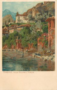 Italy Torbole Villa Giuliani artist chromolitograph Zeno Diemer 1900s