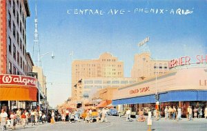 PHOENIX AZ~CENTRAL AVENUE-LERNER-WALGREEN-KTAR RADIO TOWER-STREET VIEW POSTCARD